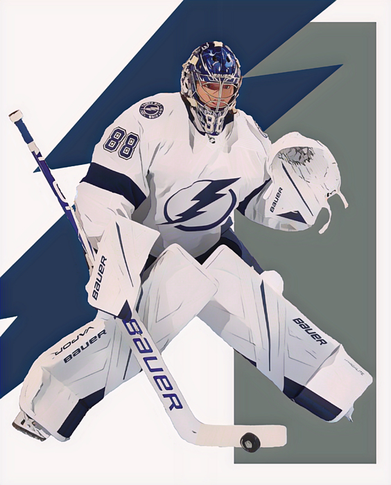 Andrei Vasilevskiy TAMPA BAY LIGHTNING PIXEL ART 3 T-Shirt by Joe Hamilton  - Pixels