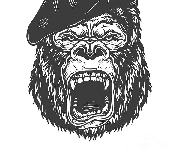 angry gorilla.black gorilla Rug by mario's