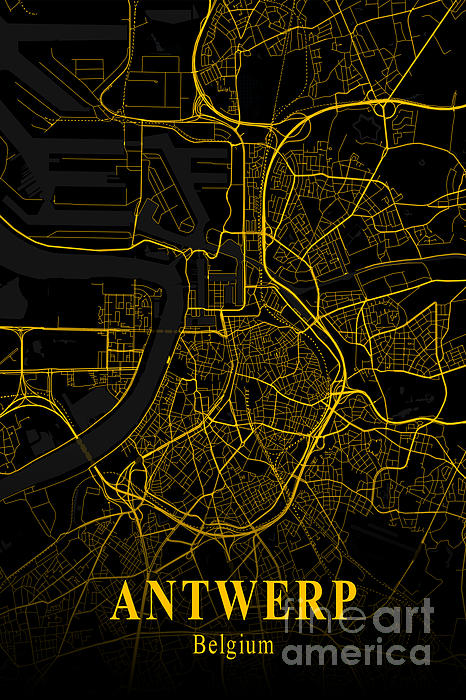 Antwerp Belgium City Map Gold Street Map Europe Sticker