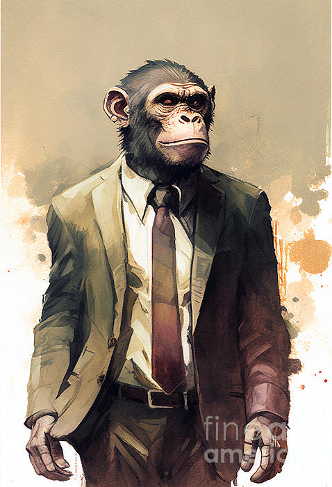 Ape in Suit Watercolor Hipster Animal Retro Costume Yoga Mat by Jeff  Creation - Fine Art America