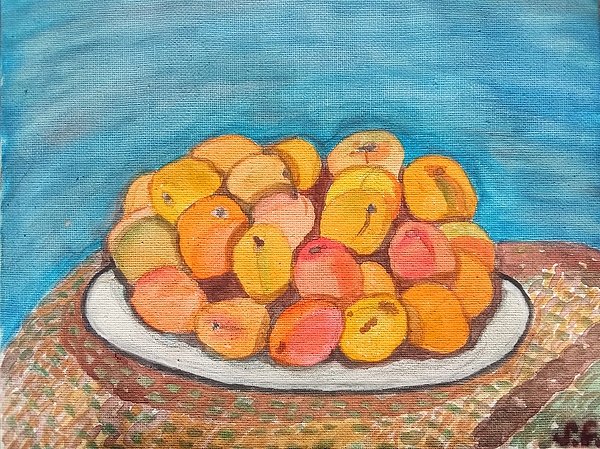 Marine B Rosemary - Apricots on a Plate Still Life