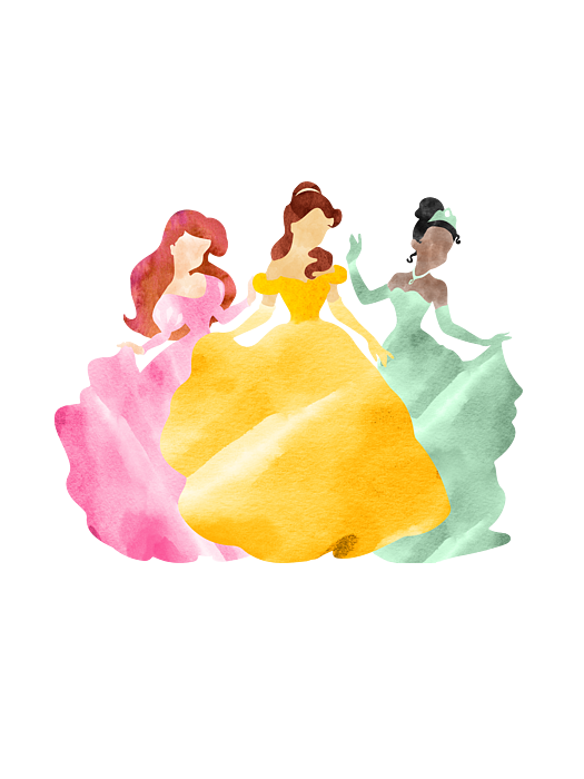 Disney princesses colorful watercolor Digital Art by Mihaela Pater