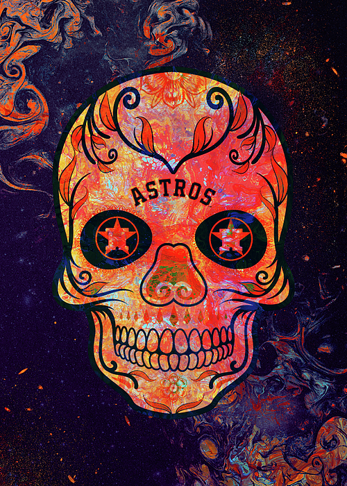 Skull Baseball Houston Astros Yoga Mat by Leith Huber - Pixels