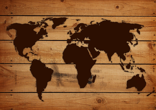 Map Of The World On Wood Jigsaw Puzzle by Mark Ashkenazi - Pixels Puzzles