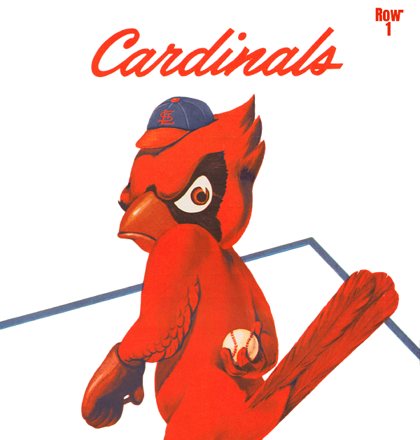 1964 St. Louis Cardinals Scorecard Art Long Sleeve T-Shirt by Row