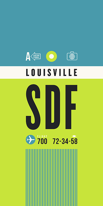 Louisville Airport Tag Kentucky Travel Poster SDF Airport 