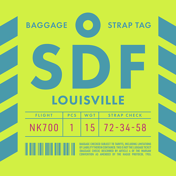 Luggage Tag A - SDF Louisville Kentucky USA Sticker