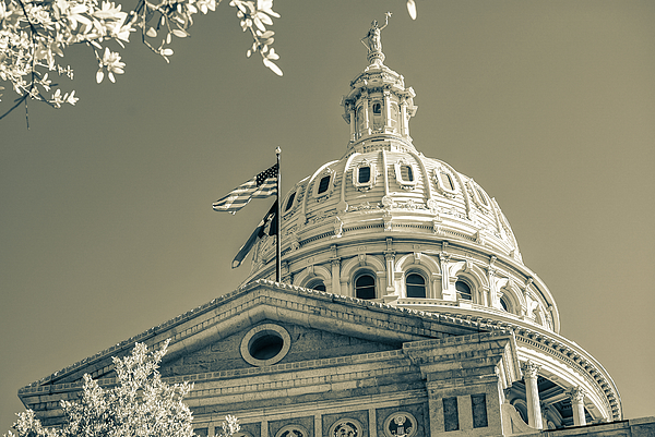 Austin Texas Print, Texas State Capitol, Dome fashion of Capitol, Lone Star State, Texas Star Print, Sepia Wall Art, Architecture Art, Austin TX