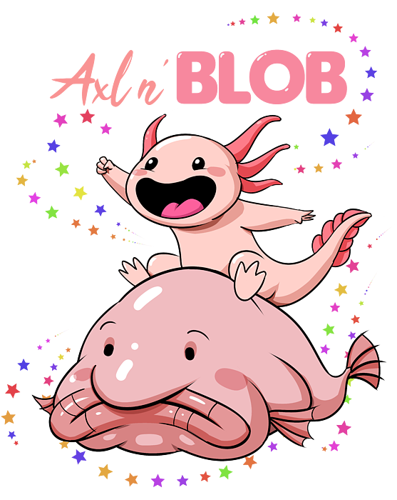 Axolotl and Blob Fish Sticker by Dariusz Radecki - Fine Art America
