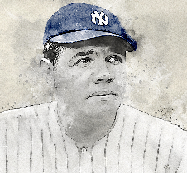 Babe Ruth Jersey Art New York Yankees MLB Wall Art Home Decor 