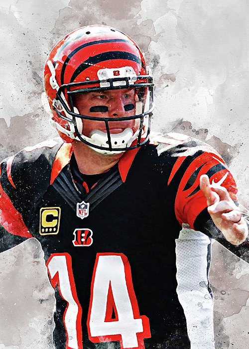 Ball NFL Cincinnati Bengals Player Andy Dalton Andydalton Andy Dalton  Andrewgregorydalton Andrew Gre T-Shirt by Wrenn Huber - Pixels