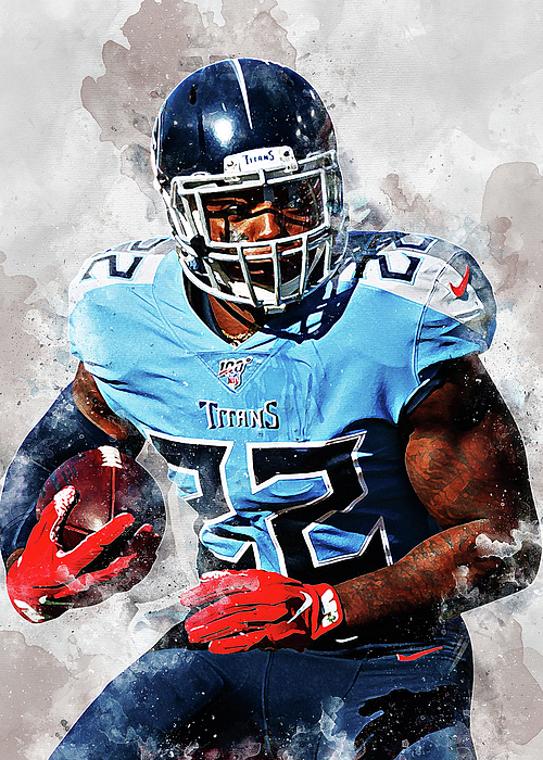 Derrick King Henry 22 Tennessee Titans NFL Art Wall Room Poster