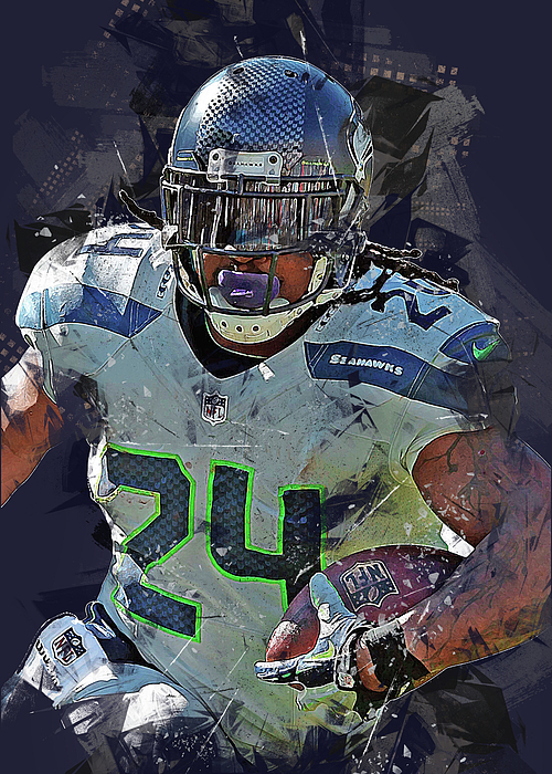 Player Football NFL Seattle Seahawks Player Marshawn Lynch Marshawnlynch  Marshawn Lynch Marshawnterr Poster by Wrenn Huber - Fine Art America