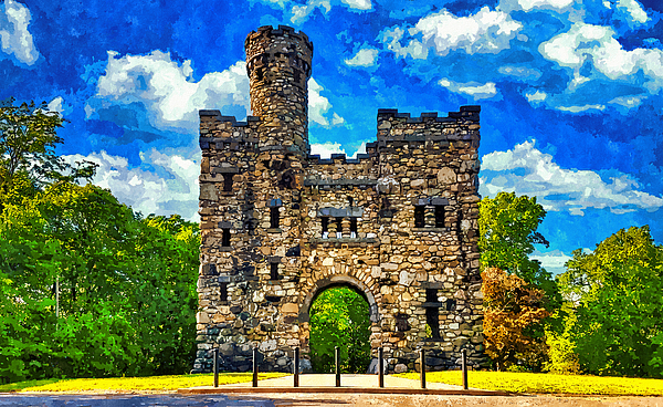 Nicko Prints - Bancroft Tower in Worcester, Massachusetts - watercolor effect