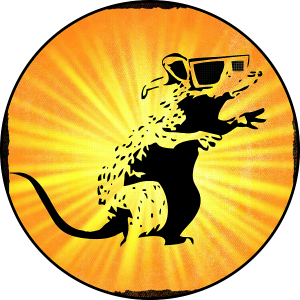 Banksy 3D Movie Rat Round Sunburst Vintage Retro Sticker v2 Jigsaw