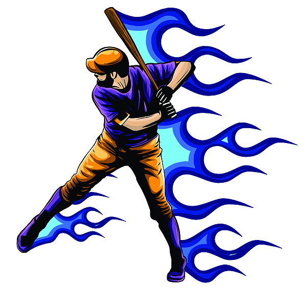 Baseball Player Vector Silhouette. Baseball Batter Hitting Ball