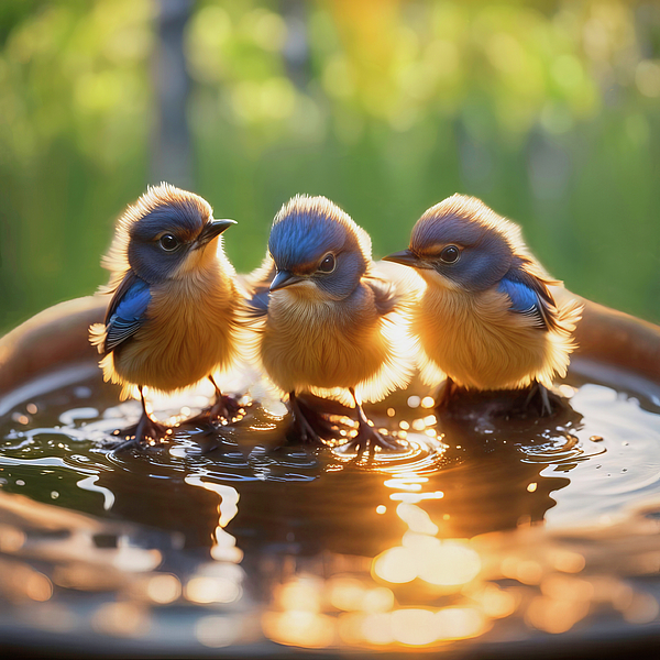 Donna Kennedy - Bathing Bluebird Babies