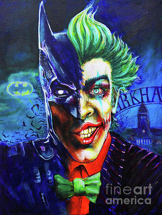 Batman and Joker Greeting Card by Charles Bickel
