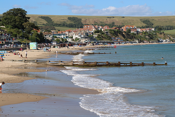 Beach at Swanage Duvet Cover by Michaela Perryman - Pixels