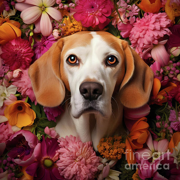 Blossoming Beauty Beagles Satchel Bag Purse