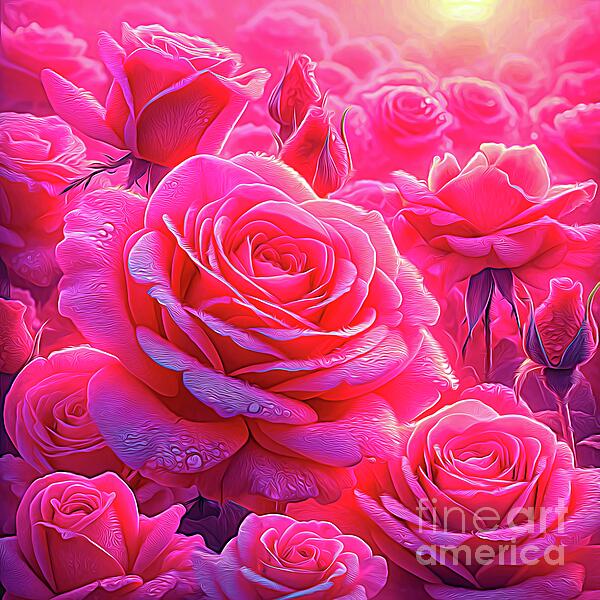 Rose Santuci-Sofranko - Beautiful Bouquet of Pink Roses Expressionist Effect