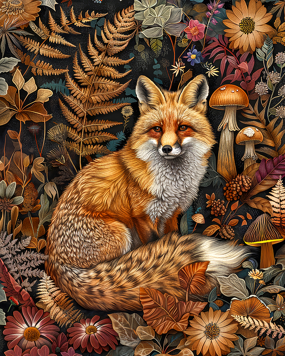 Margaret Wiktor - Beautiful Fox in Whimsical Forest