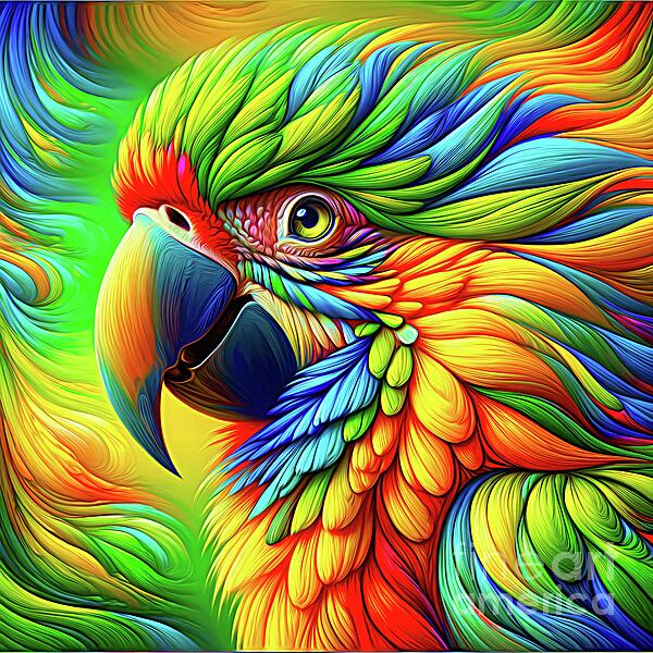 Rose Santuci-Sofranko - Beautiful Multicolored Parrot Expressionist Effect