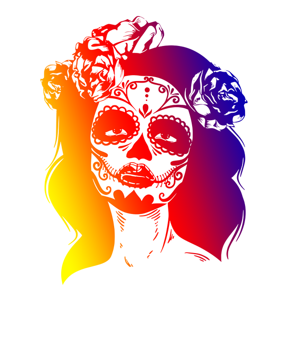 Sugar Skull Design Beautifully Colored Digital Art by Funny4You