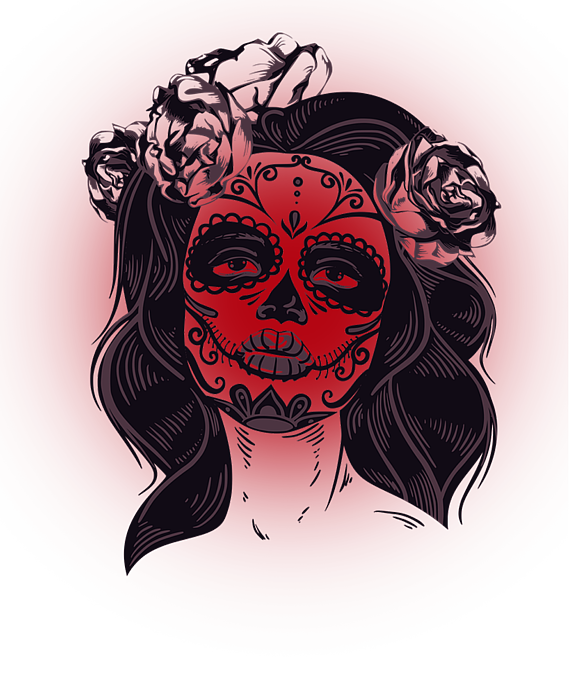 Beautiful Sugar Skull Tee Design Digital Art by Funny4You - Fine