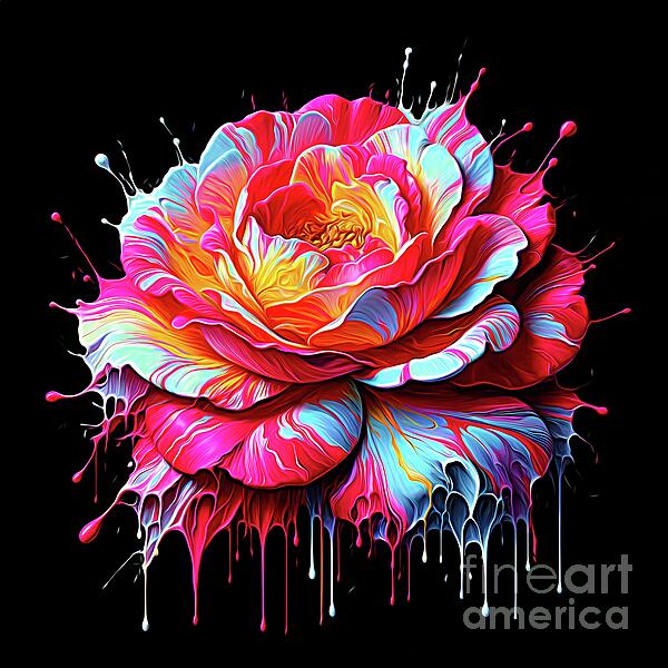 Rose Santuci-Sofranko - Beautiful Tea Rose Paint Drip and Expressionist Effect
