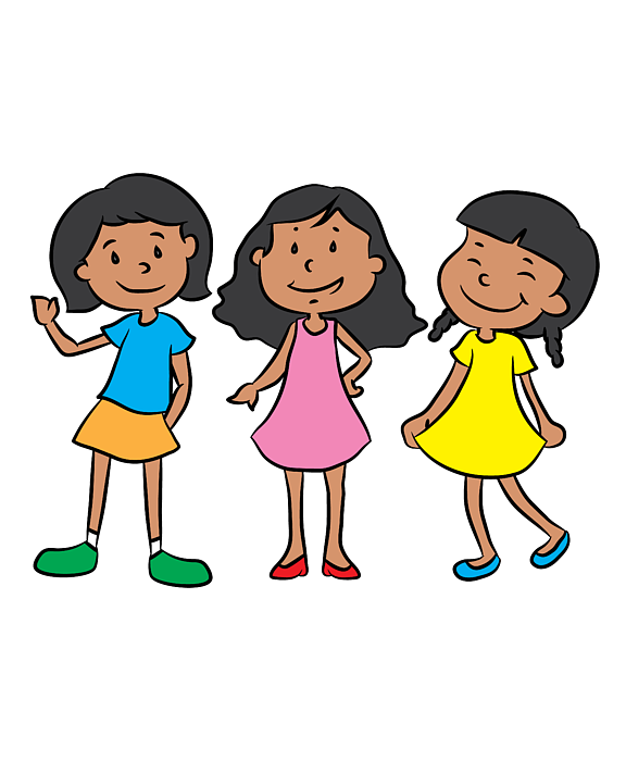 three girl friends cartoon