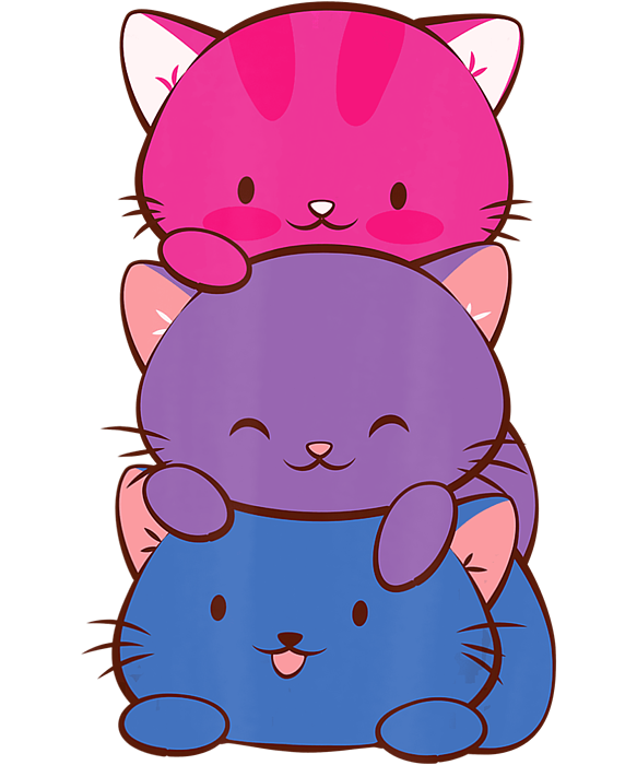 Bisexual Pride Kawaii Kitty Cat Stack Anime Women's T-Shirt by Felisa Scott  - Fine Art America