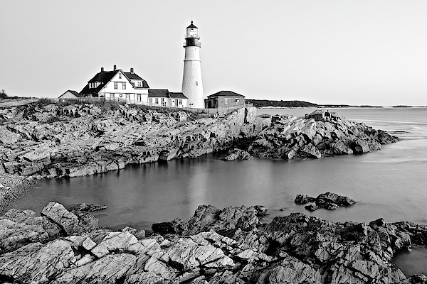 Frozen in Time Fine Art Photography - Black and White of Portland Head