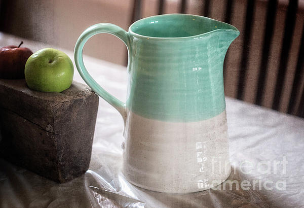 Natural Abstract - Blue and White Pitcher with Apple