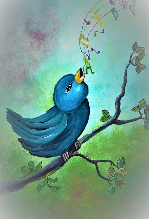 Singing Bird Coloring Sheet  Bird drawings, Card art, Bird sketch