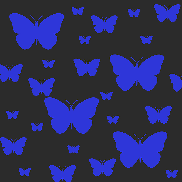 Blue Butterfly Pattern on Black Jigsaw Puzzle by Jason Fink - Pixels