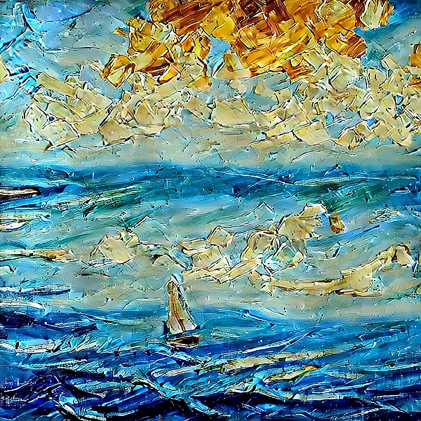 Caleb Ongoro - Blue Sky and Yellow Clouds by Caleb Ongoro 