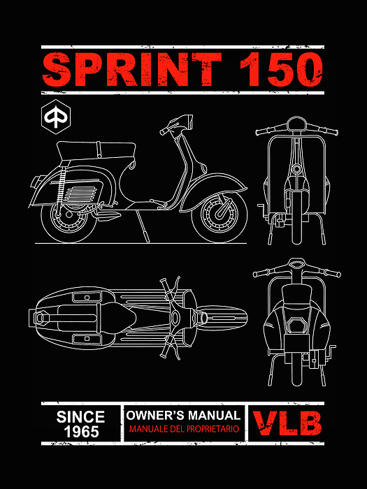 Blueprint of the 150 Scooter Puzzle by Mark Rogan Pixels