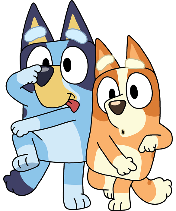 Bluey and Bingo Make a Funny Face Sticker Poster 