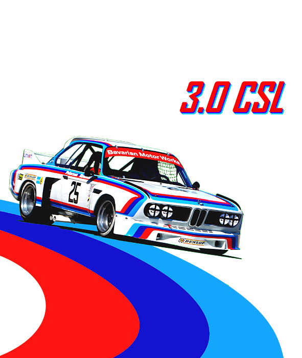 Bmw 3.0 Csl Imsa Kids T-Shirt by Ilias Art - Pixels