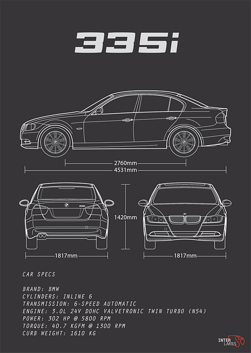 BMW E90 3 Series 335i specs, dimensions