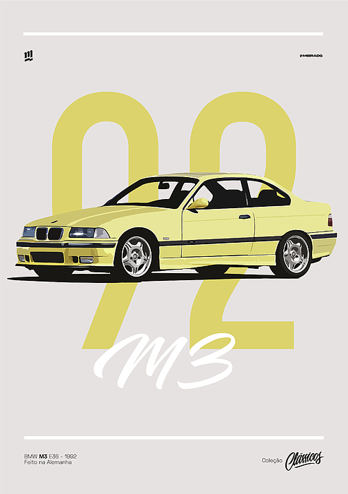 Bmw M3 E36 - Sideview - Classic Series Interlakes Fleece Blanket