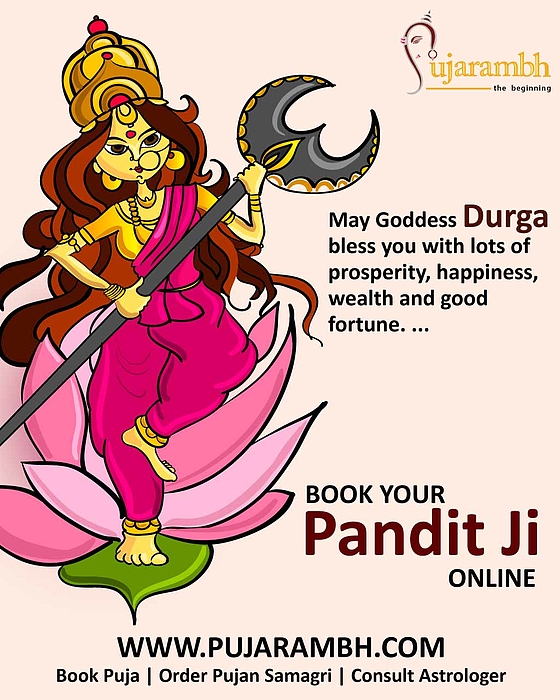 Book Pandit Ji for Durga Maa Puja Online Greeting Card by Parveen Kumar
