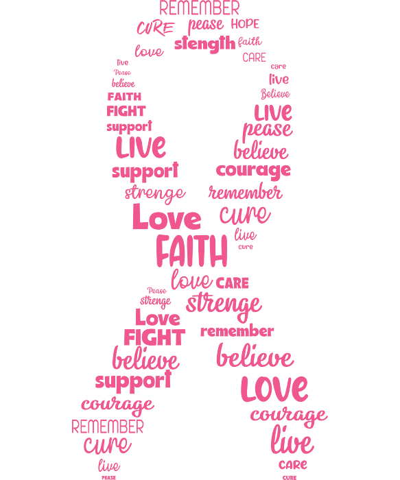 Breast Cancer Awareness Ribbon Pink Word Art Greeting Card