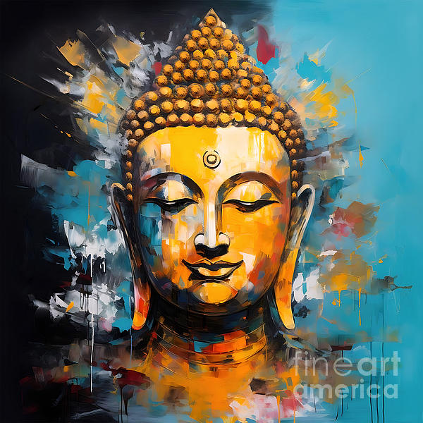 Round Canvas Wall Art Painting Titled: Buddha, Sizes Available
