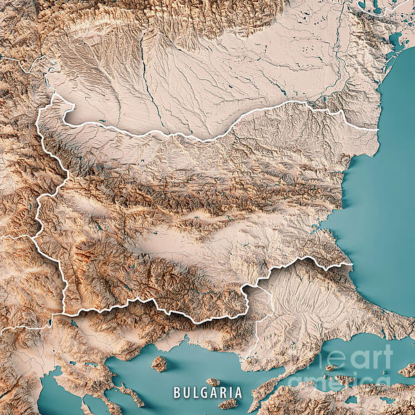 East Mediterranean Sea 3D Render Topographic Map Color Digital Art by Frank  Ramspott - Pixels
