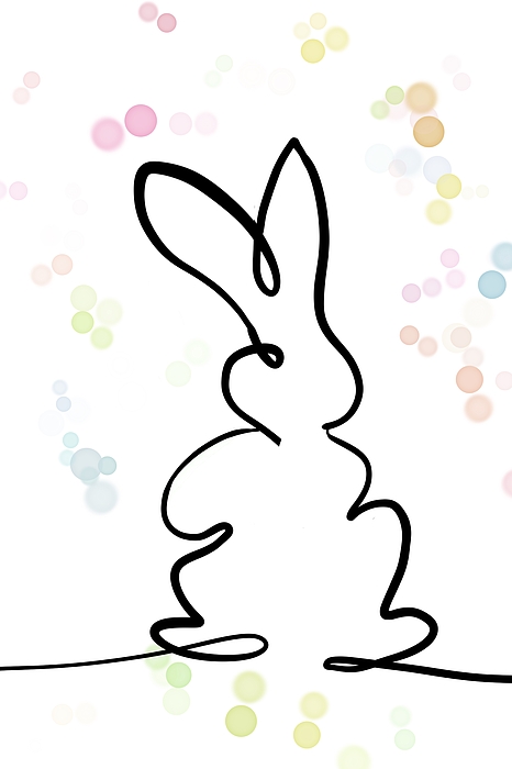 Pamela Williams - Bunny Line Art Pastel Bokeh