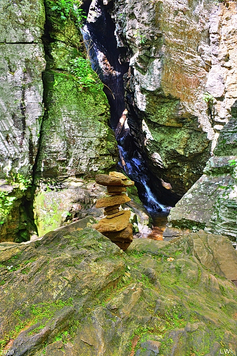 Lisa Wooten - Cairn At Raven Cliffs Waterfall Georgia Vertical