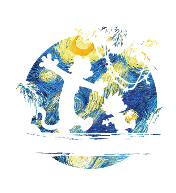 calvin and hobbes starry night t shirt