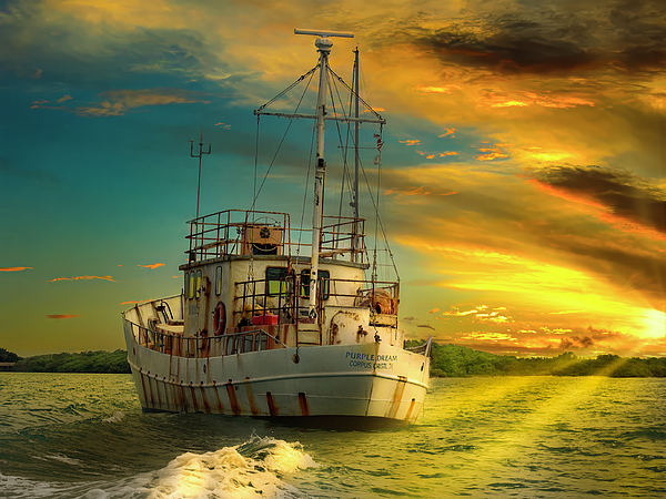 Galen Mills - Caribbean Trawler at Sunset